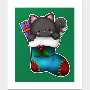 Kitty christmas stocking Posters and Art